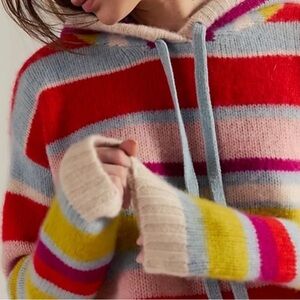 Free People Candy Lane Striped Cashmere Hoodie Womens XS 90s Twee Cozy Soft
